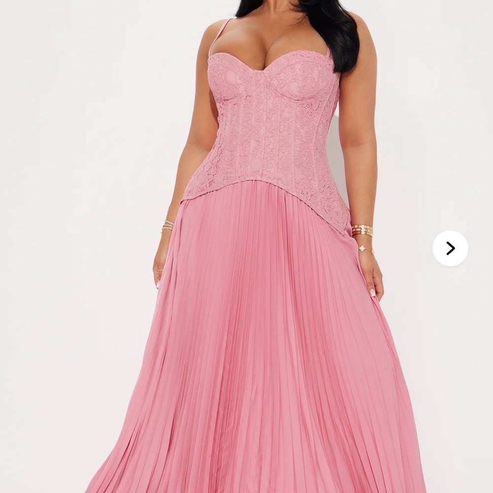 Fashion Nova Danielle Lace Corset Pleated Maxi Dress